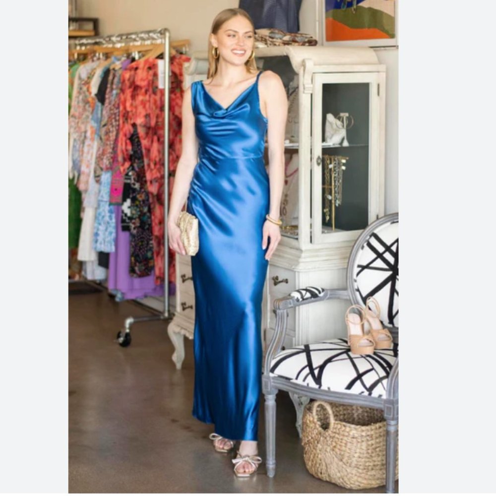 NWT NEW Veronica Beard Sanderson Maxi Dress in Azure Blue - Size US 00